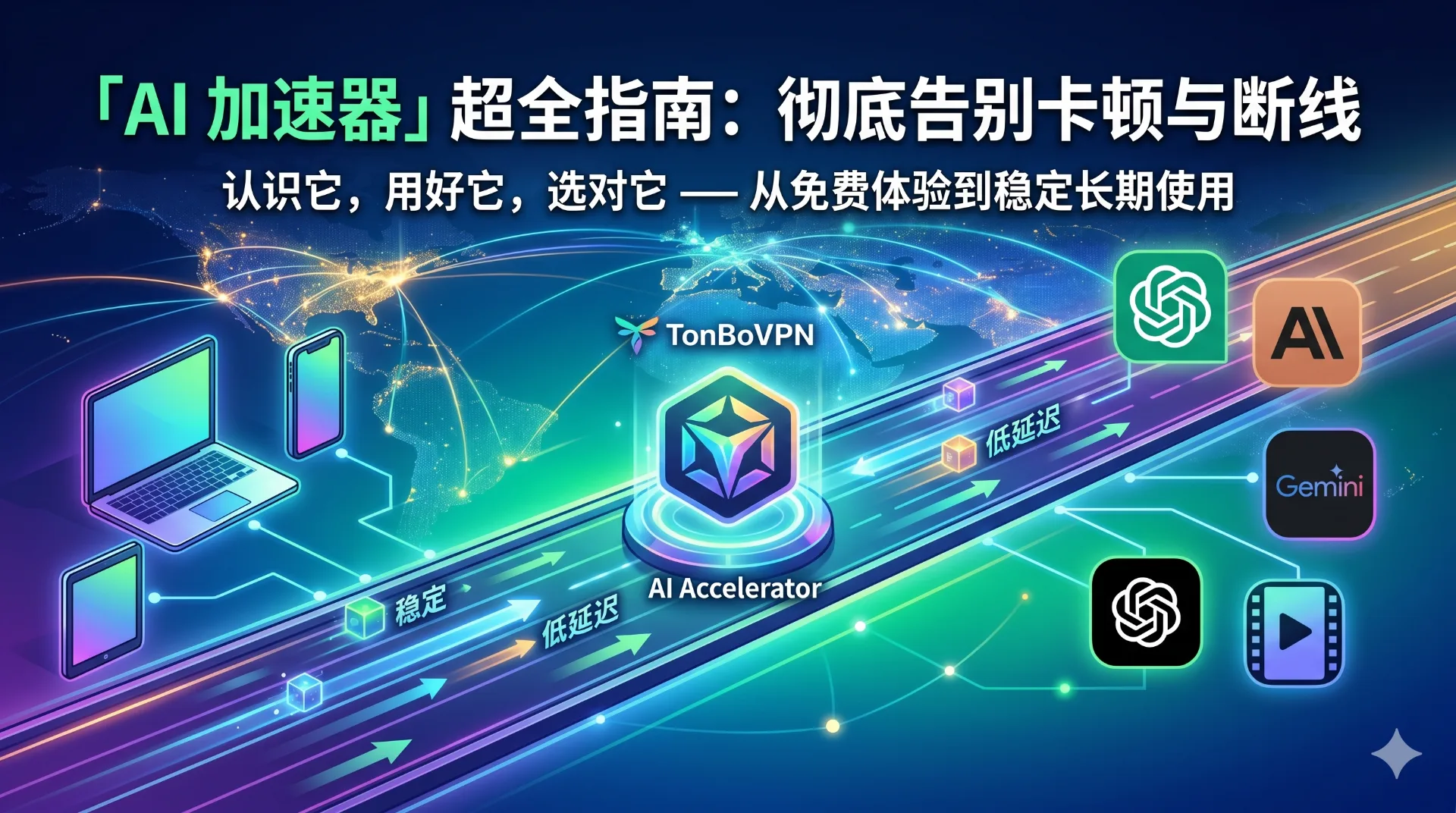 2026 全球 AI 加速器终极指南:从免费试用到稳定连上 AI - 通博VPN